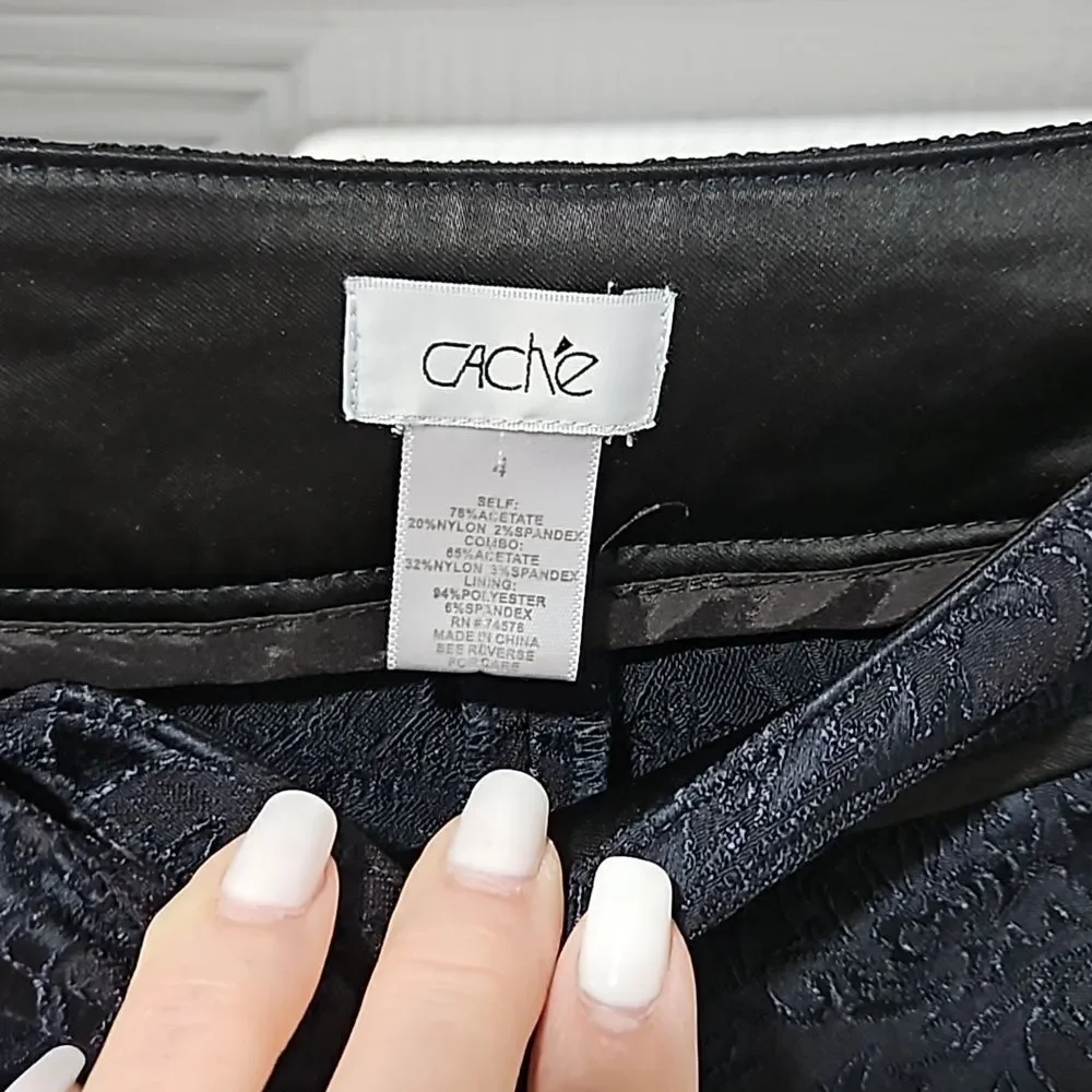 Cache Pantsuit Navy Blue Filigree Pattern
